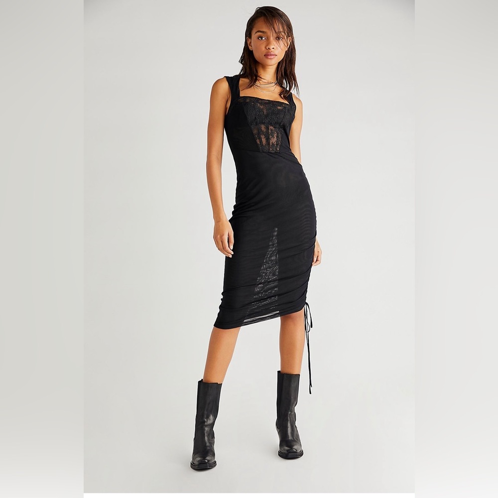 Free people intimates corset-is black mesh convertible bodycon.
